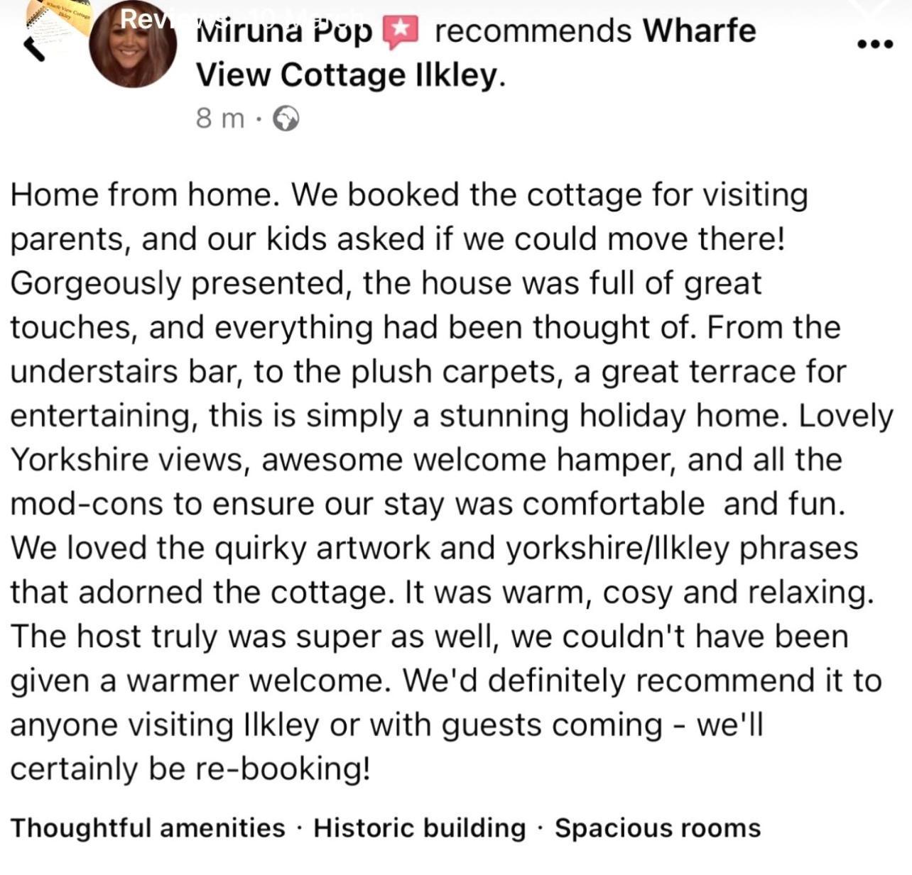 Wharfe View Cottage Ilkley Exteriör bild